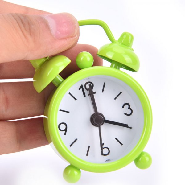 1pc Mini Alarm Clock Electronic Round Number Double Bell Desk Table Digital Clock Home Decoration Retro Portable